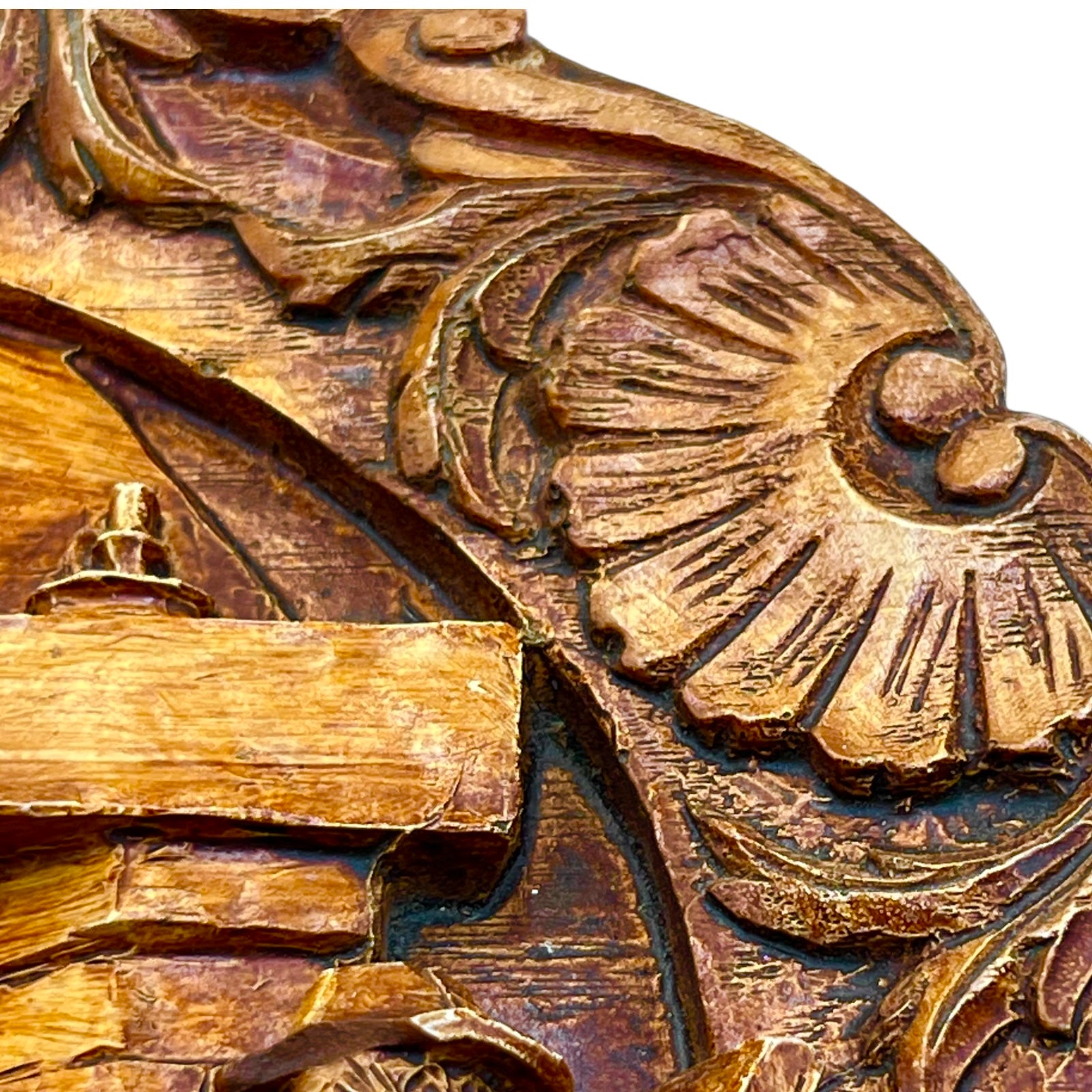 Close up of wooden plaque
