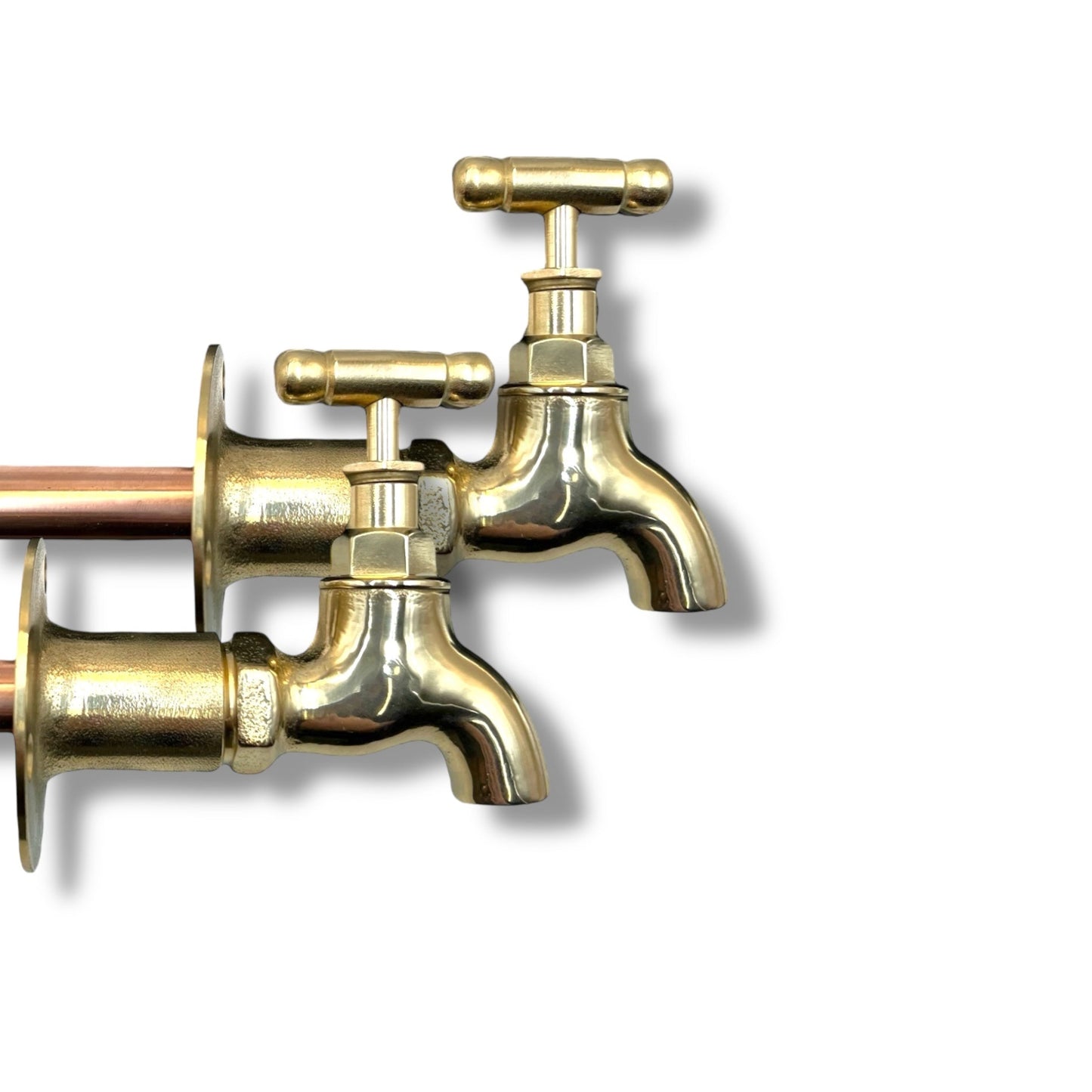 Brass Vintage Style Kitchen or Bathroom Taps, Wall Mounted ideal for Belfast Sink