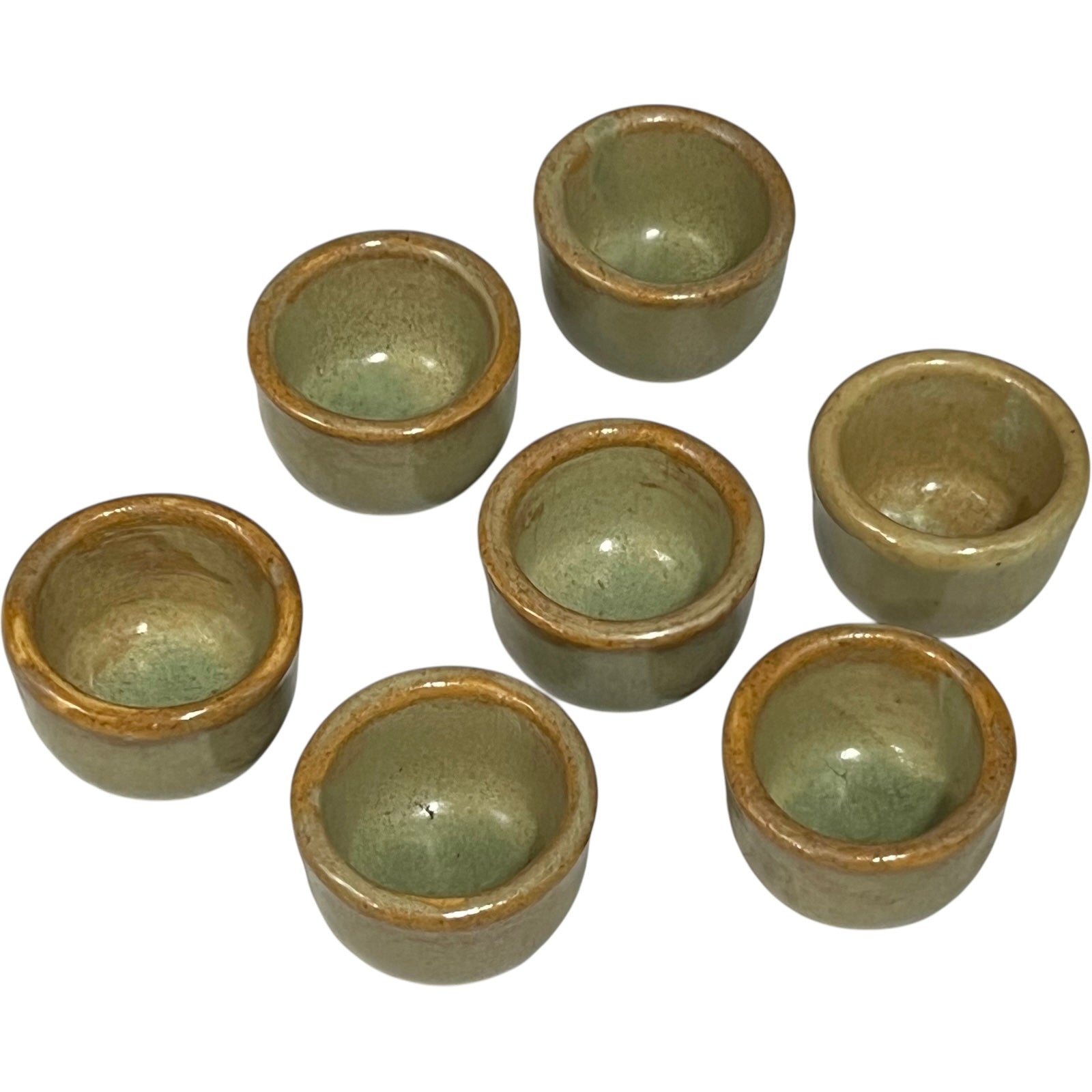 Set of 7 Vintage French Ceramic Escargot Cups, Small Snail Serving Pots for sale from All Things French Store