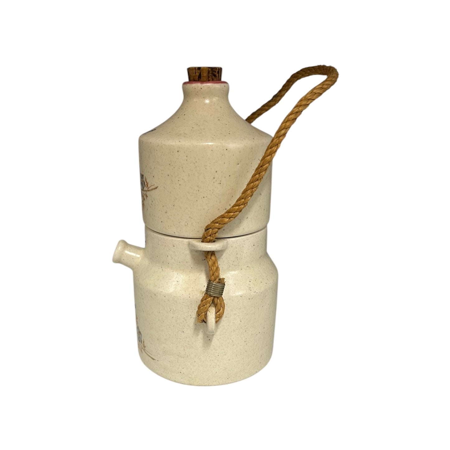 French Vintage Ceramic Coffee Pot and Milk Pot, 2 Piece Set for Cafe & Lait