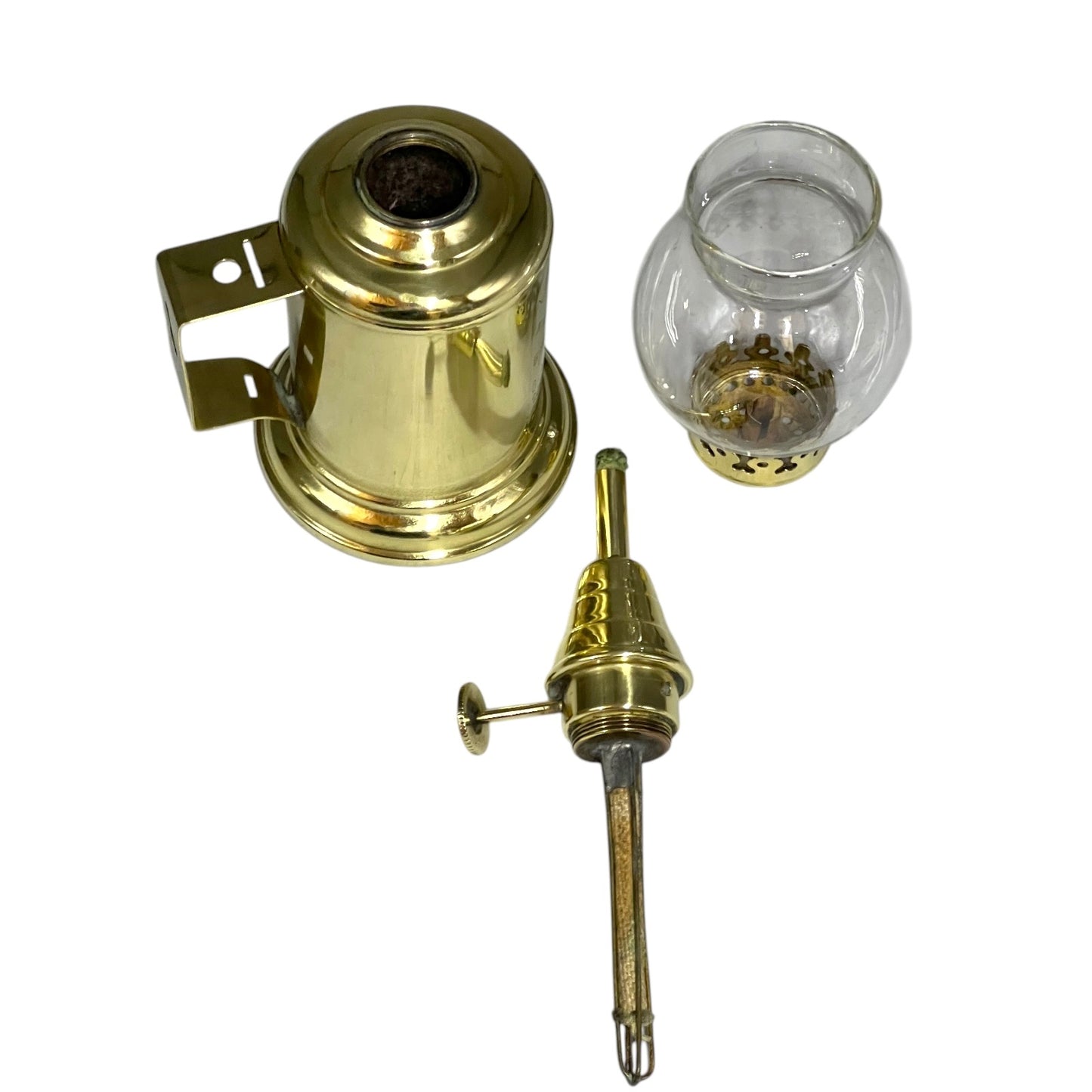 close view up of brass oil lamp