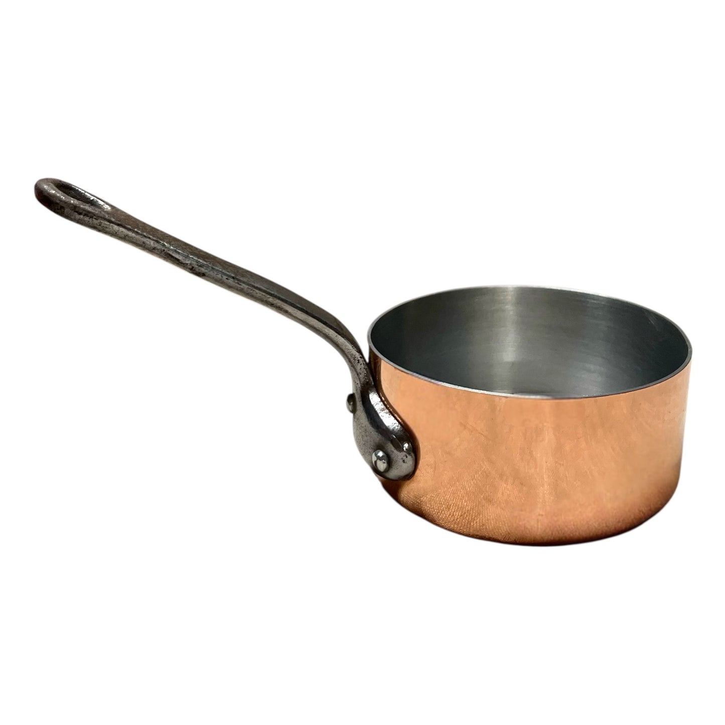 French Copper Pan, Small 12cm Copper Pot, Aluminium Lined - makers stamp (B24)
