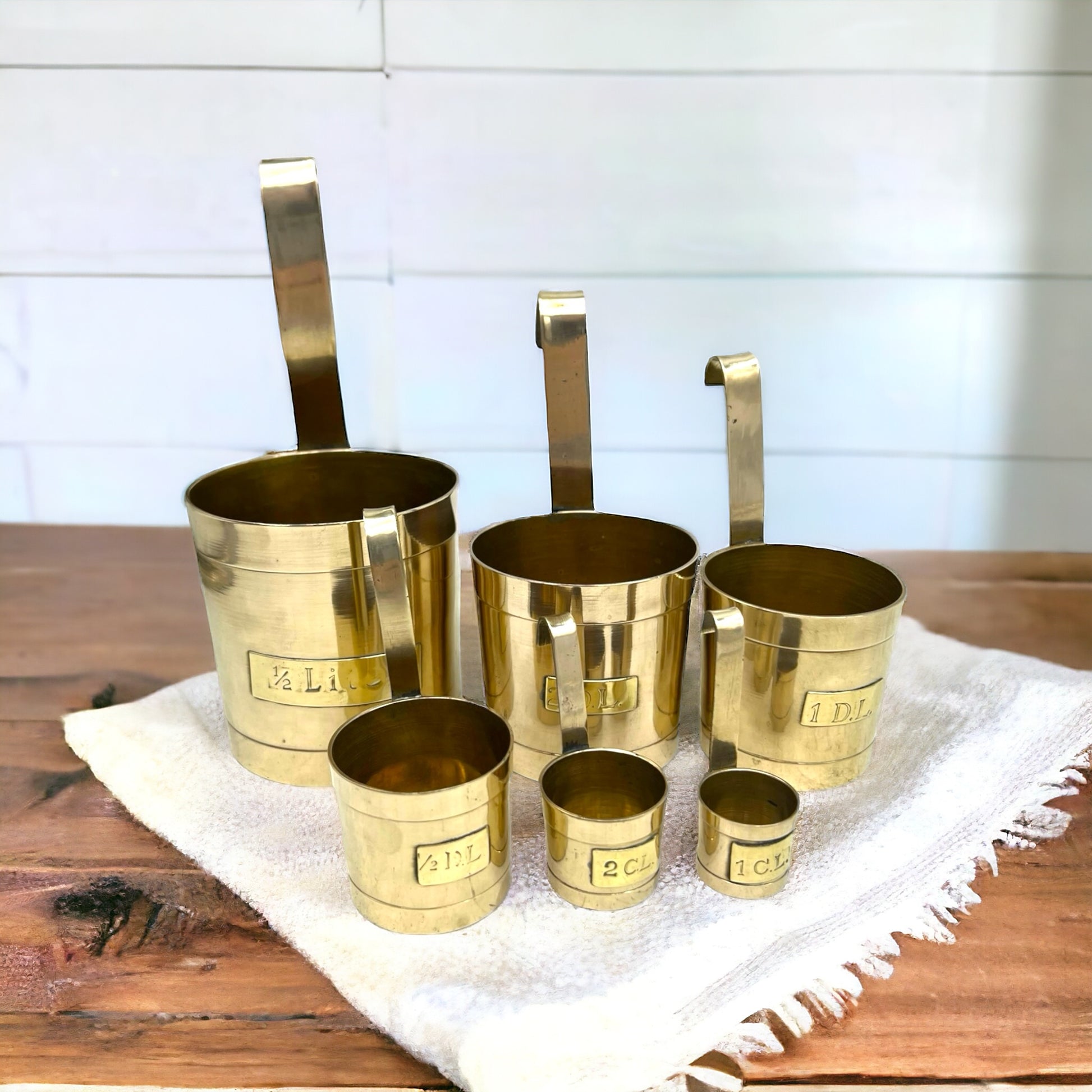 image French solid brass cider cups 