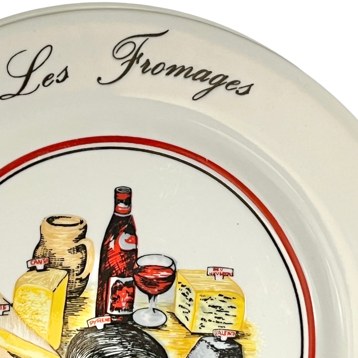 French Cheese Plates, Set of 6 with French Porcelain Les Fromages Plates