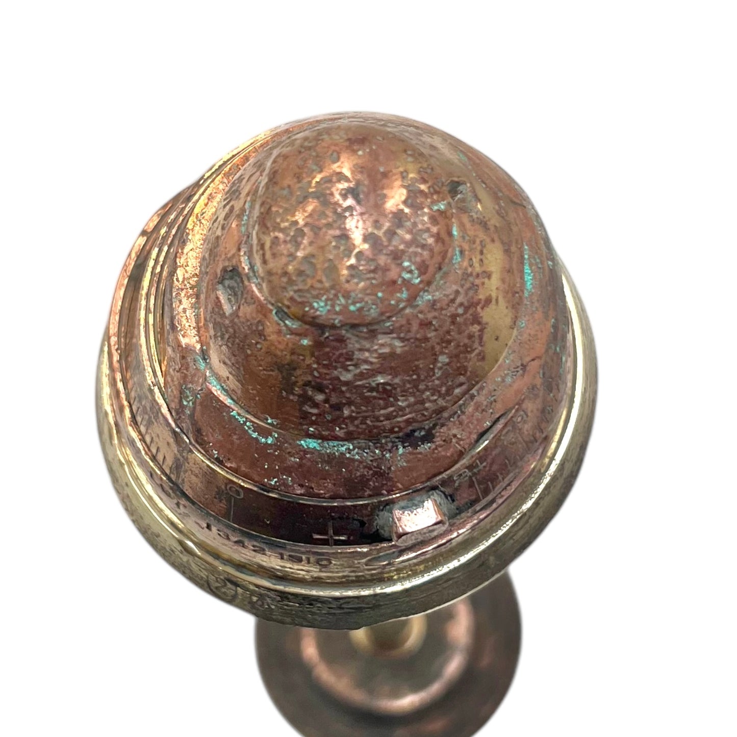 WW1 brass fuse head top view