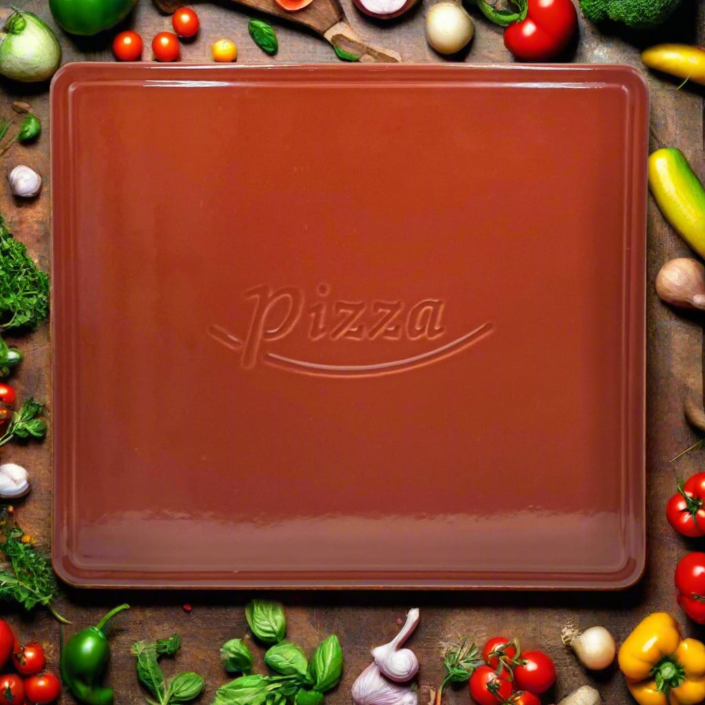 Large Pizza Serving Board, Ceramic Square Pizza Tray 35cm/14", Heavy 2.5kg