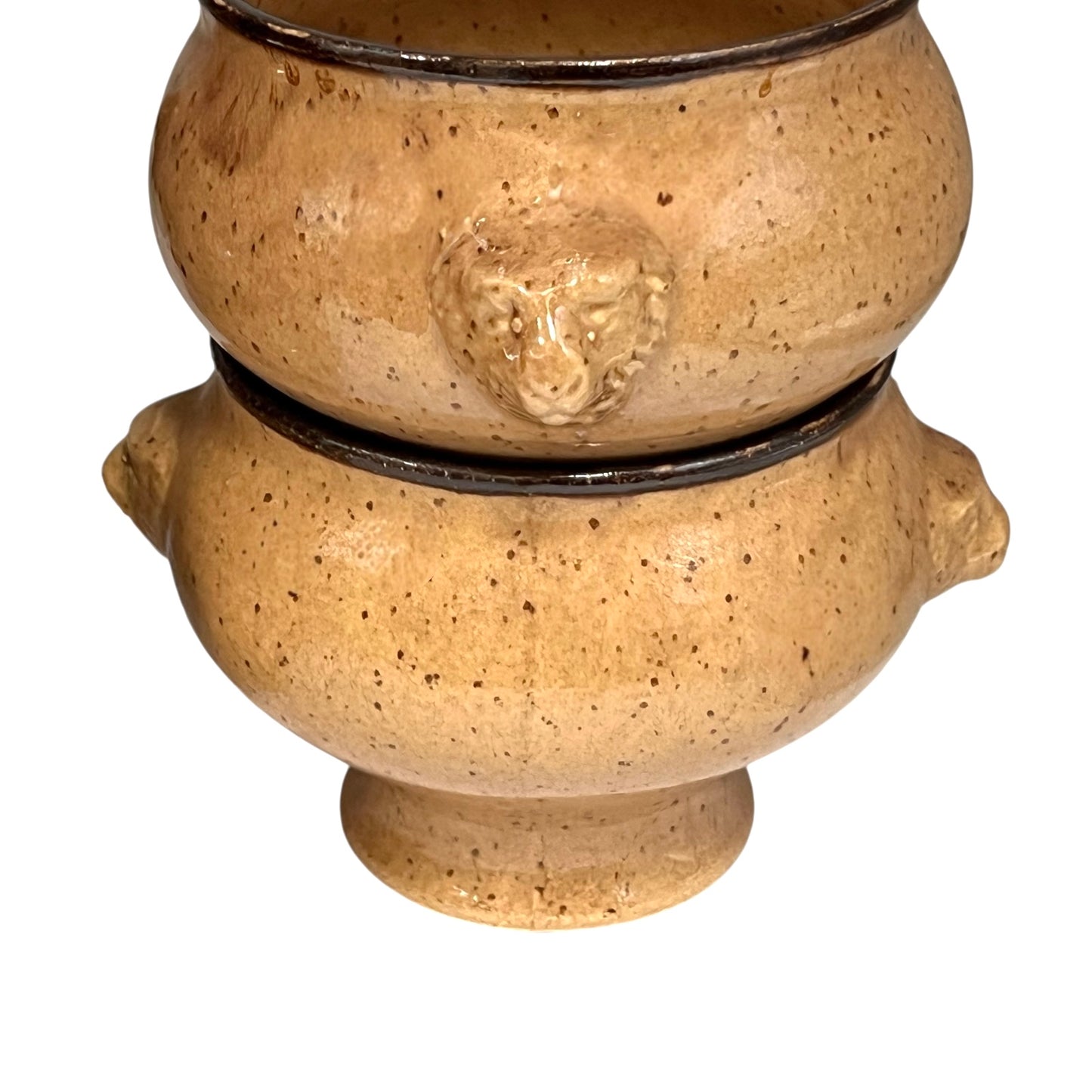 close up of soup bowls on a white background