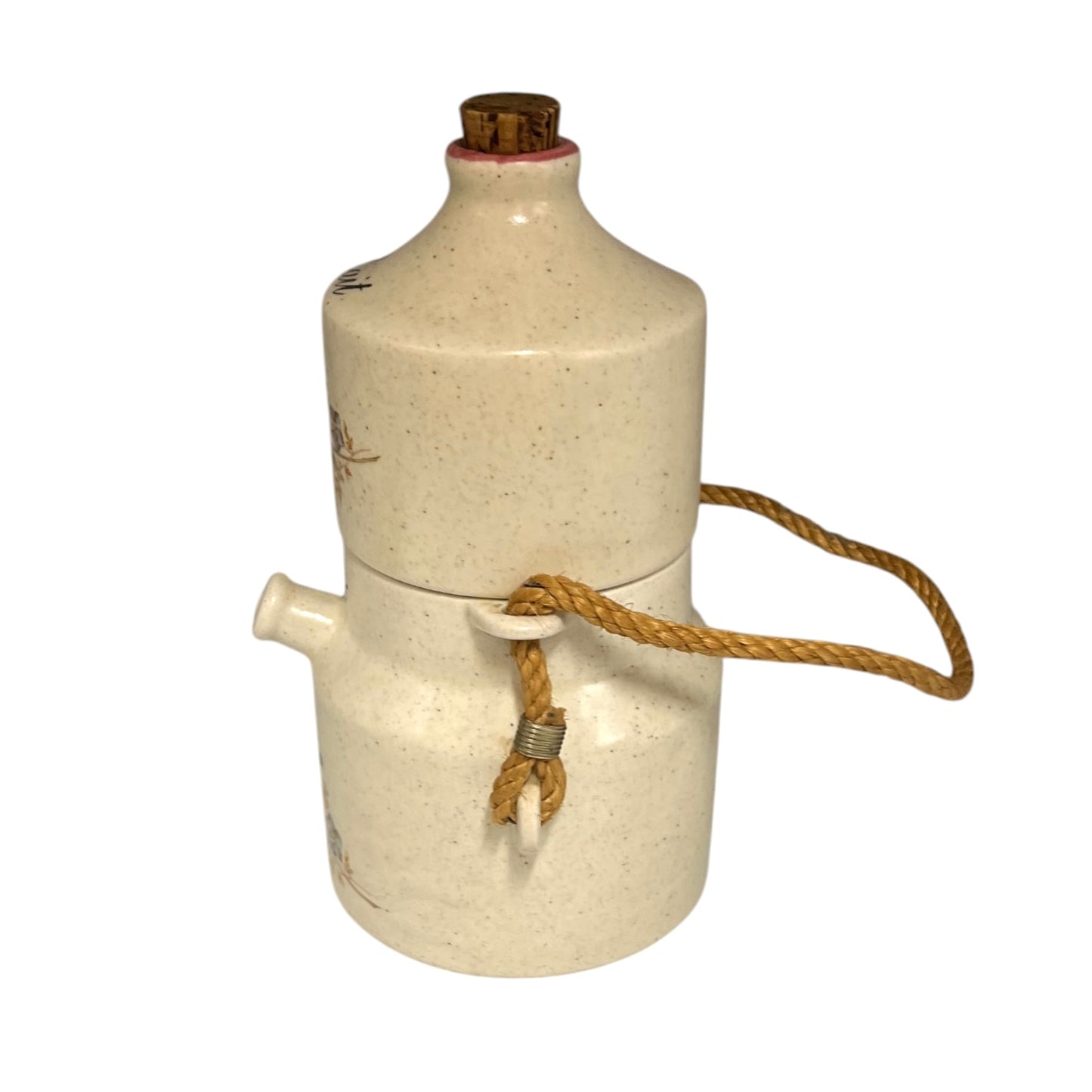 French Vintage Ceramic Coffee Pot and Milk Pot, 2 Piece Set for Cafe & Lait