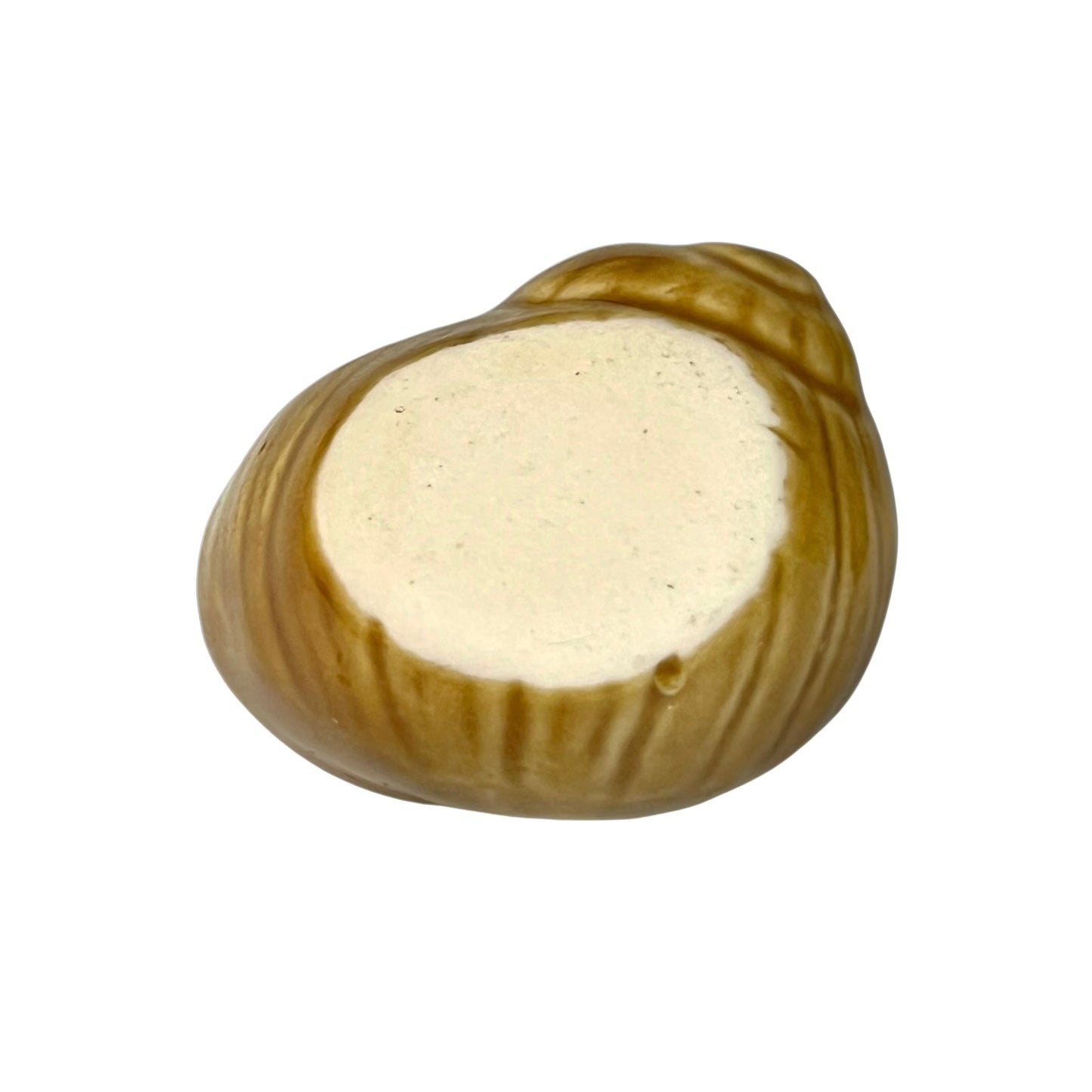 small brown ceramic escargots snail pot on a white background