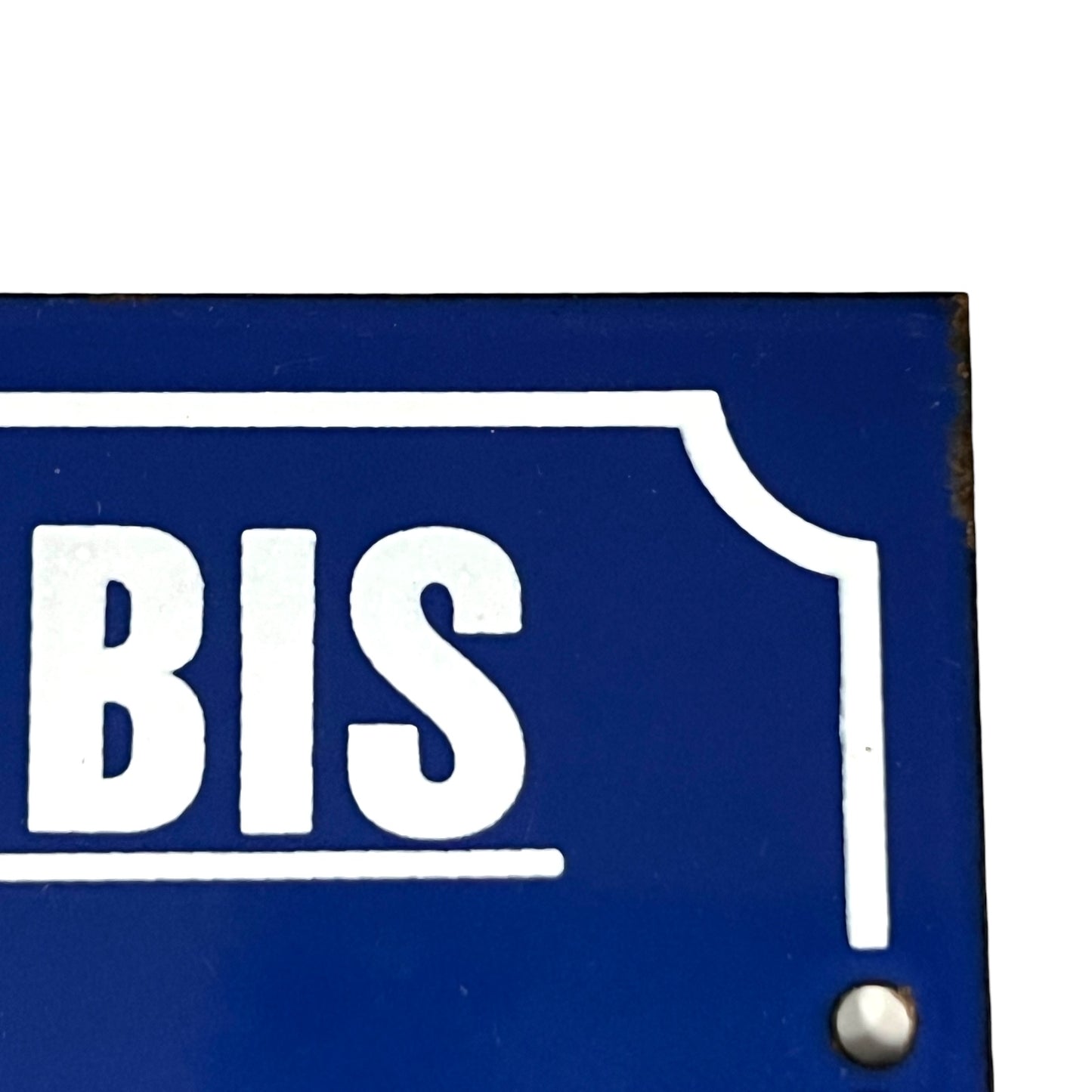 Genuine French blue and white enamel door number 3