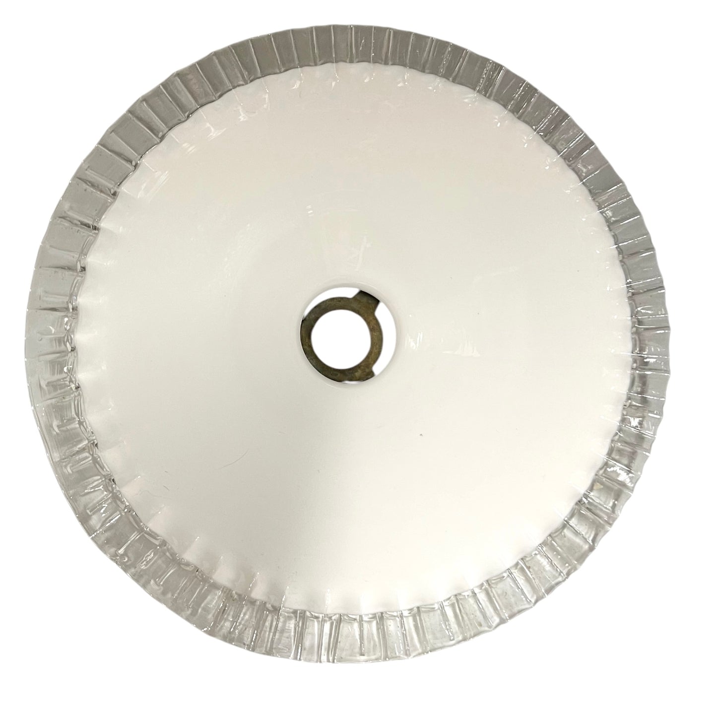 underside of white glass lampshade