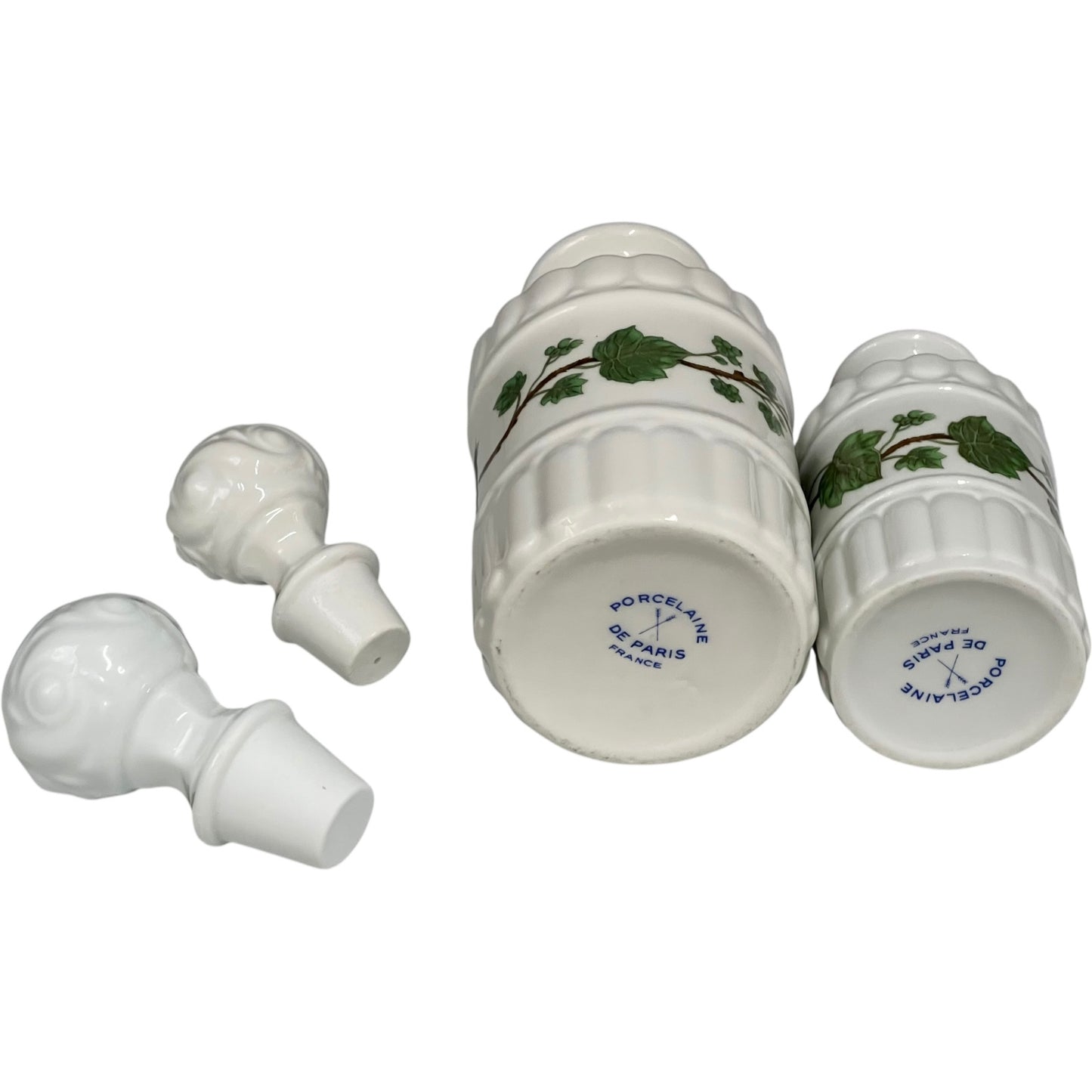French Vintage Paris Porcelain Bathroom Accessories, Ceramic Lotion Bottles