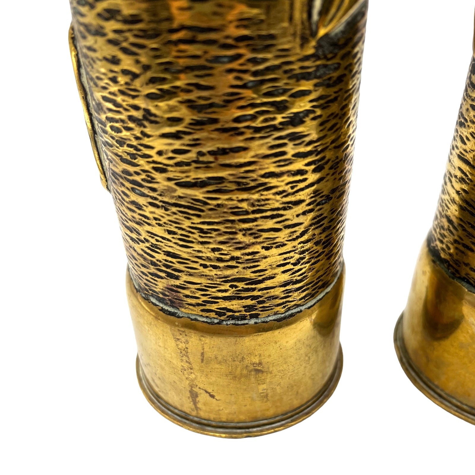 Pair of WW1 brass shell cases upcycled as trench art vases