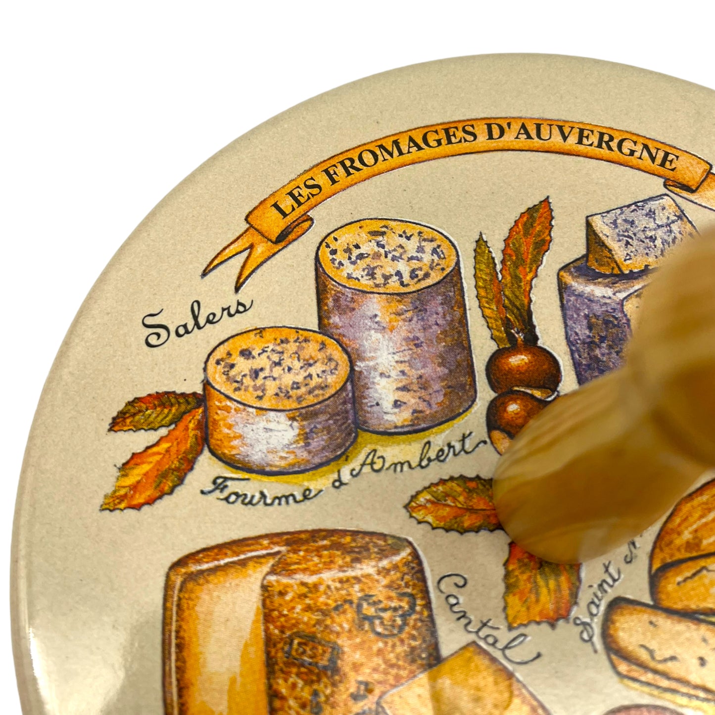 image 4 French ceramic cheeseboard with wooden handle sold by All Things French Store