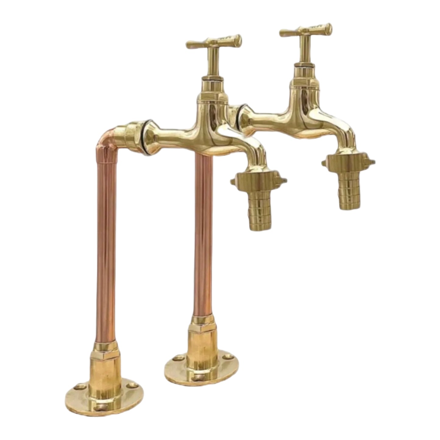 image Pair of handmade copper and brass kitchen or bathroom taps