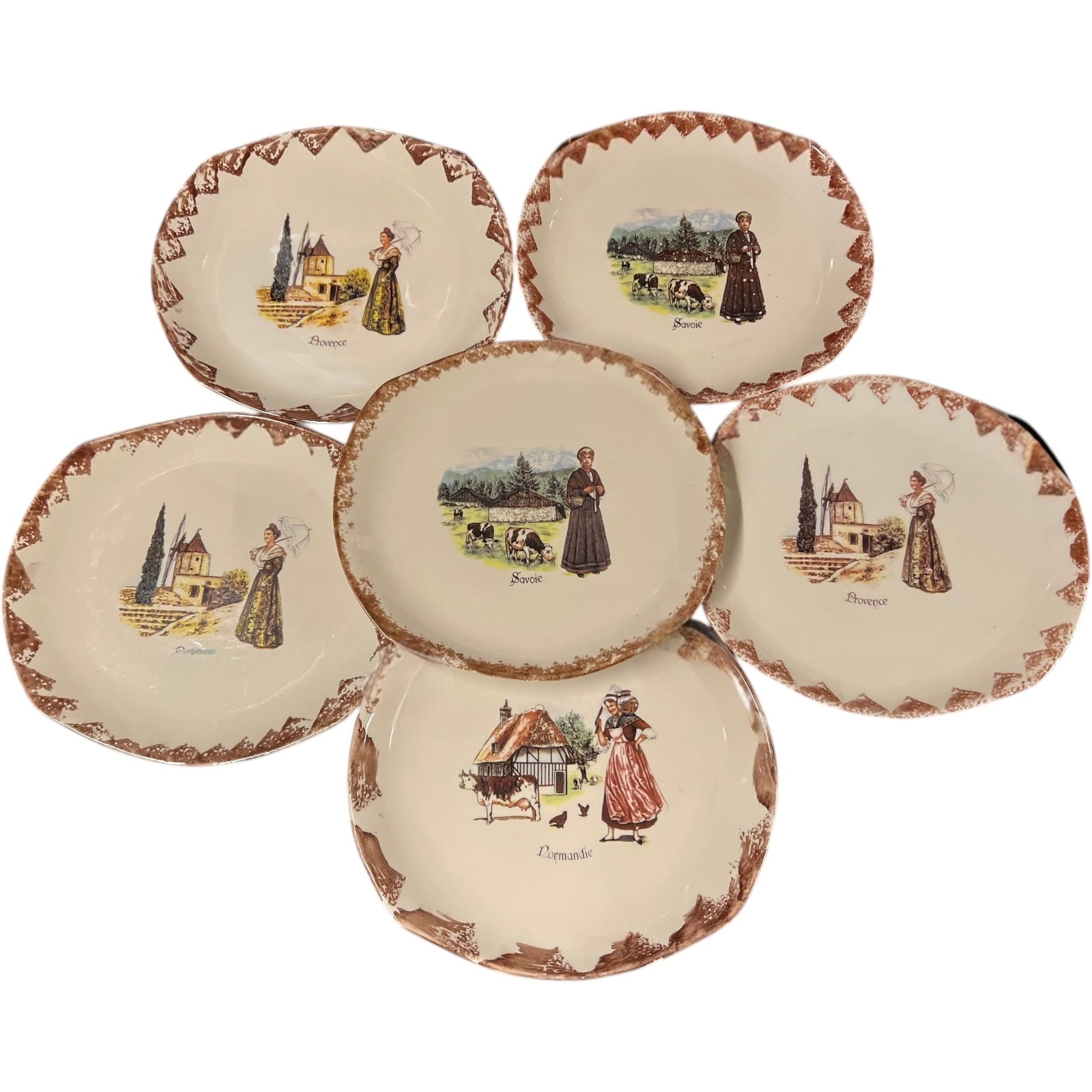 6 homemade regional French plates