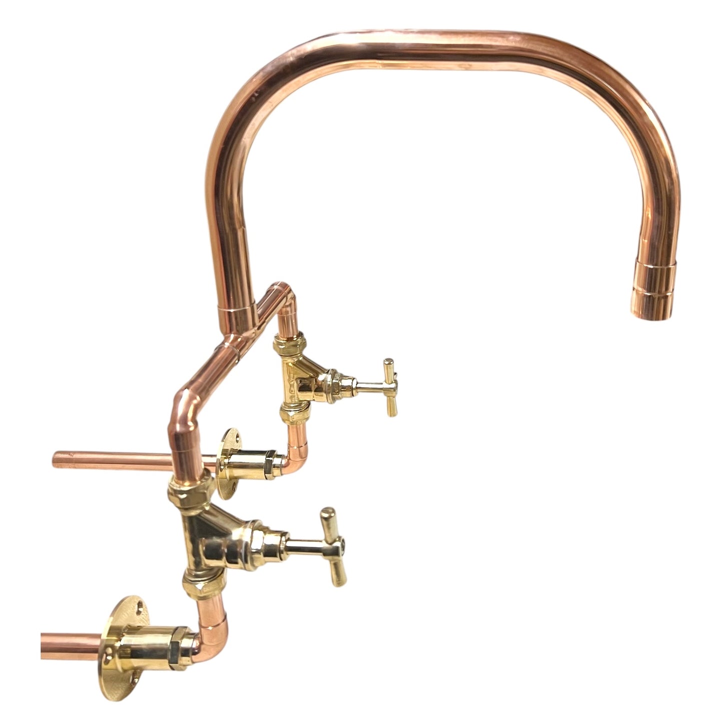 Copper and Brass Handmade Kitchen Mixer Taps, Belfast Sink Taps - Wall Mounted option for sale from All Things French Store
