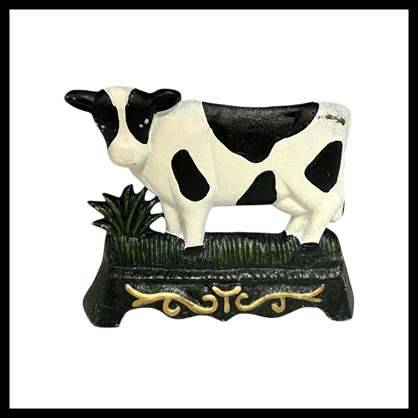 French Cast Iron Cow Door Stop, Farmhouse Chic Doorstop Wedge, Door Stay for sale from All Things French Store