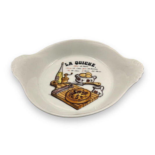 small French individual portion quiche dish with recipe in base for sale from All Things French Store