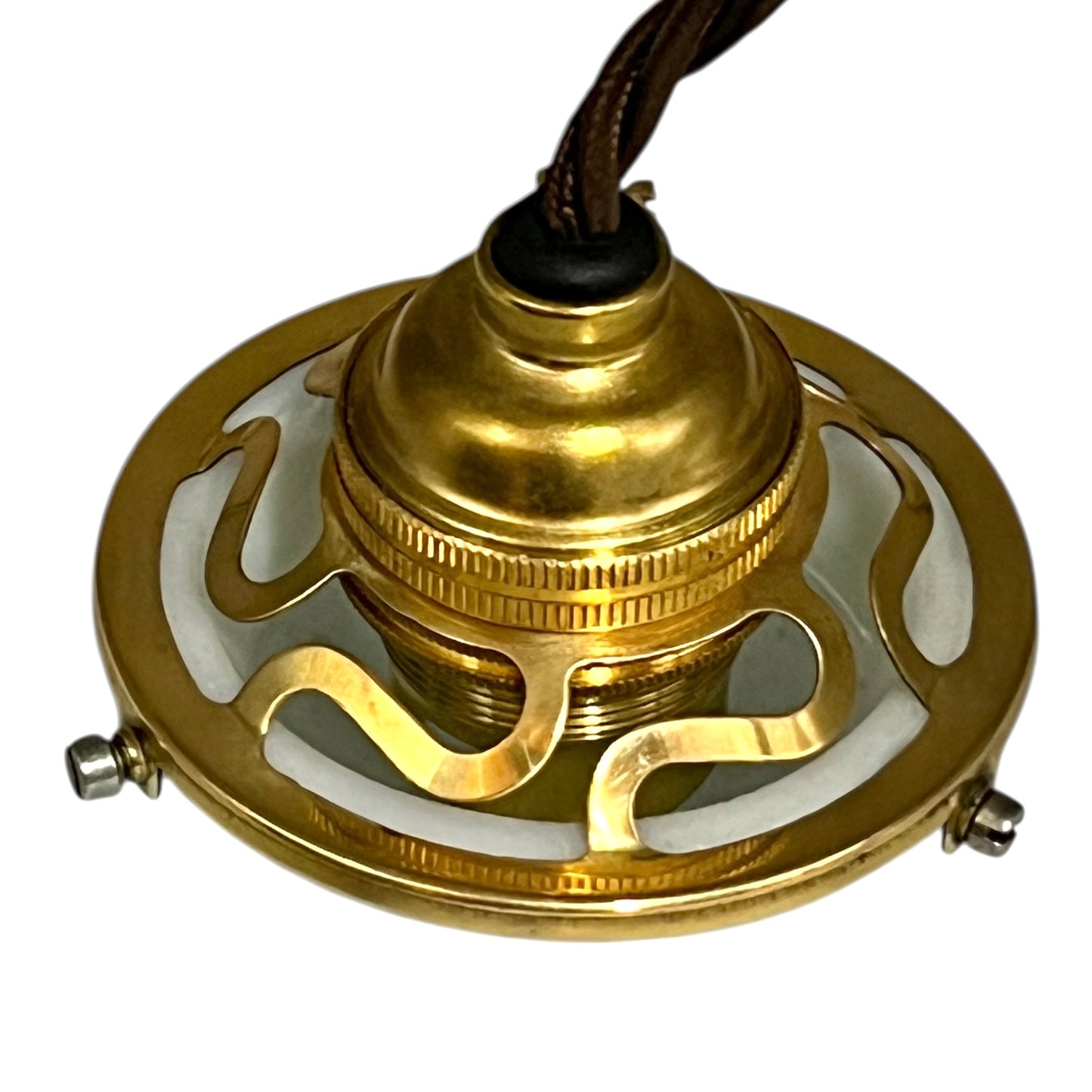 brass gallery of glass lightshade