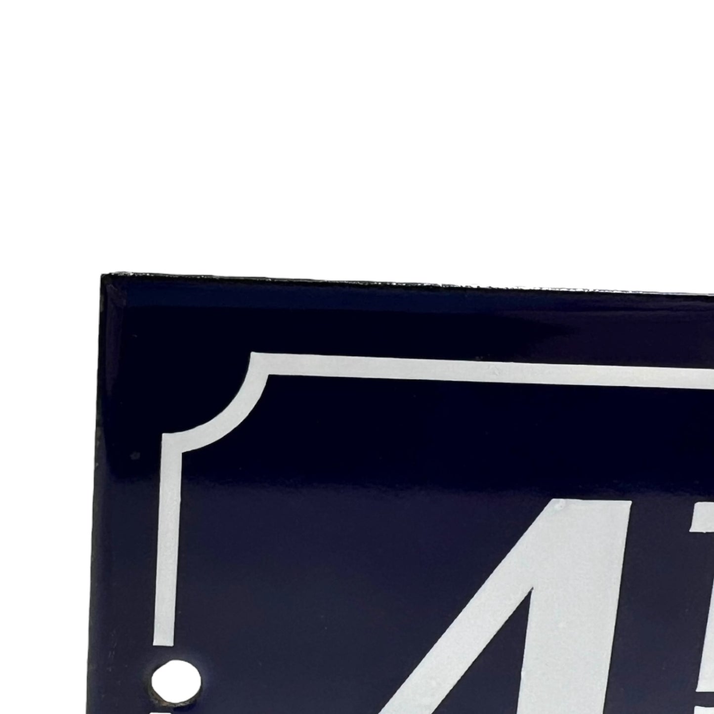 French blue and white enamel number 4