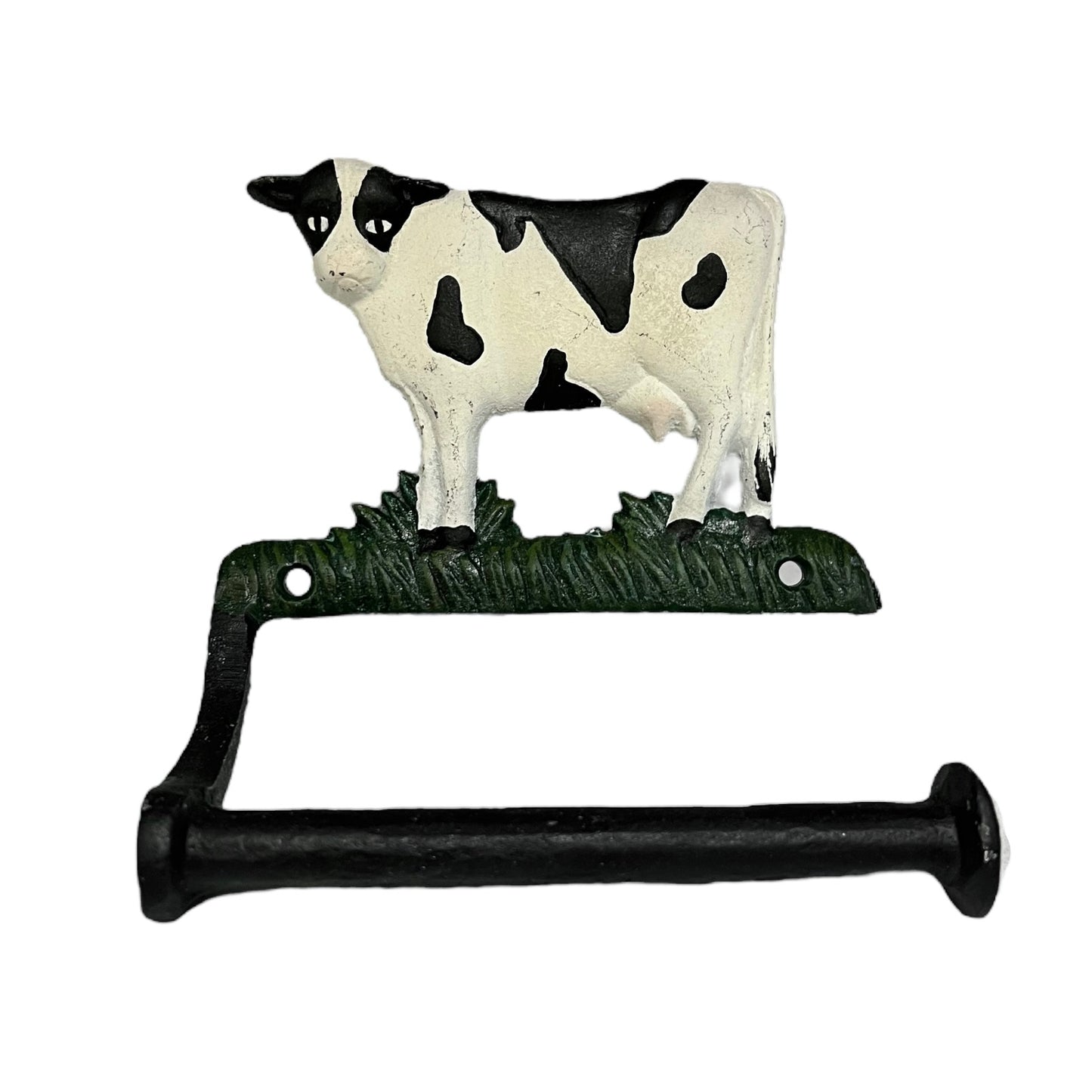 Farmhouse Cast Iron Cow Toilet Roll Holder | Vintage Style, Wall-Mounted