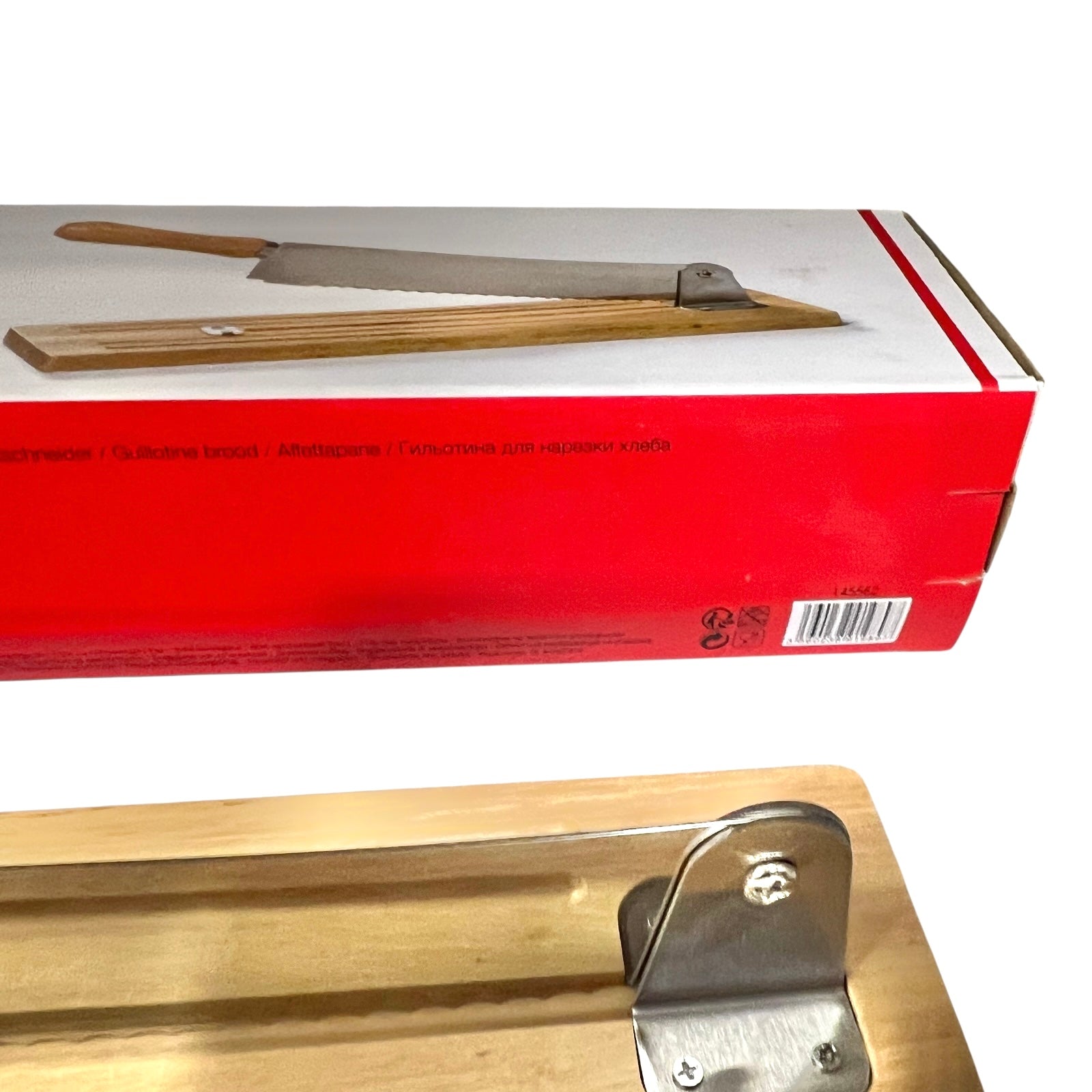 close up of baguette cutter on a white background