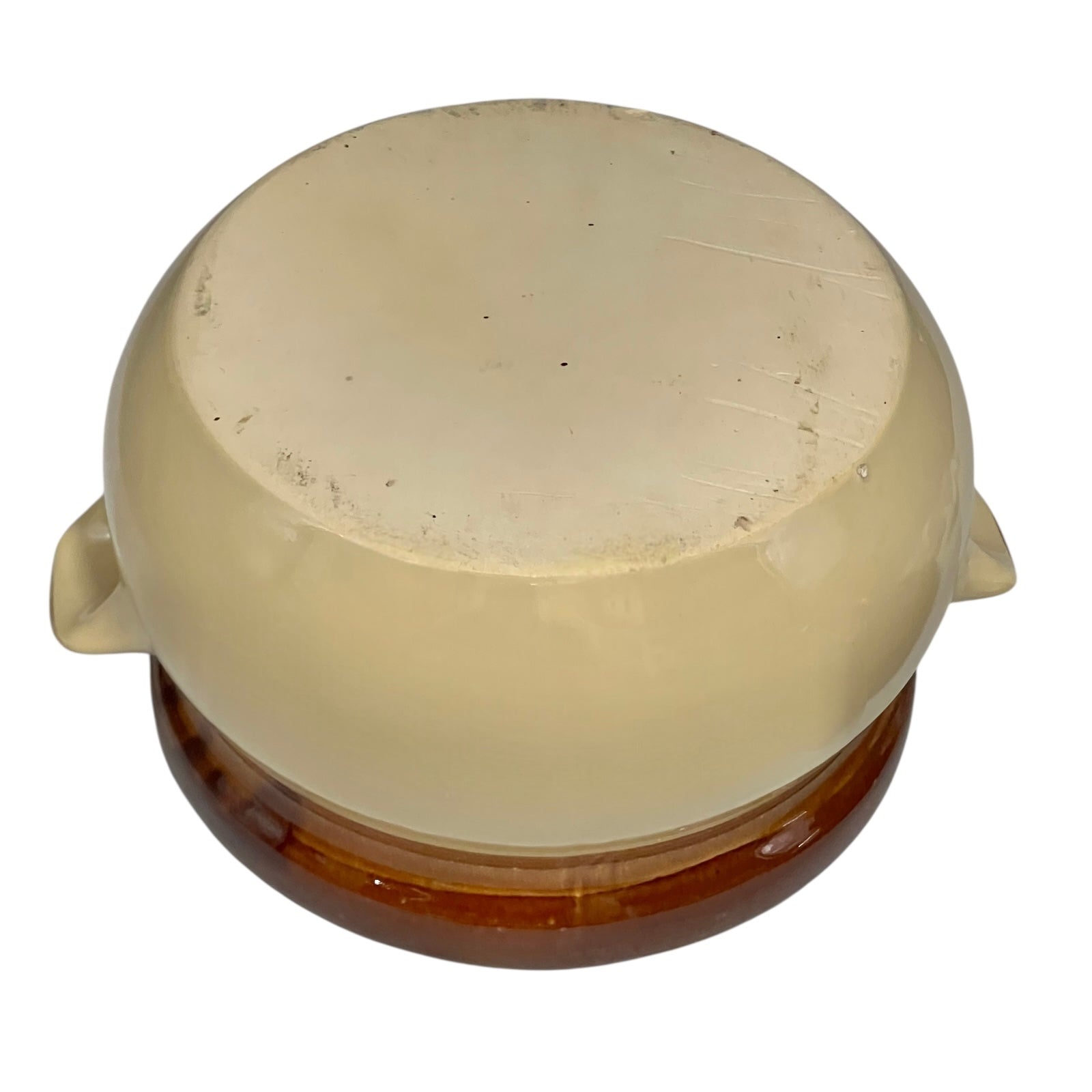 Close-up of a ceramic soup tureen text on a white background