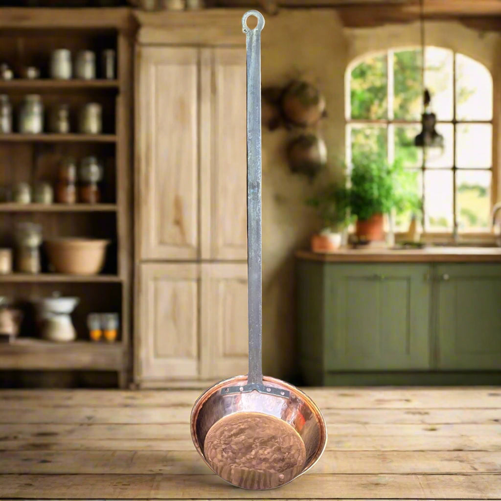 Very Long Handled Vintage Copper Pan, Antique French Copper, + 1m Long
