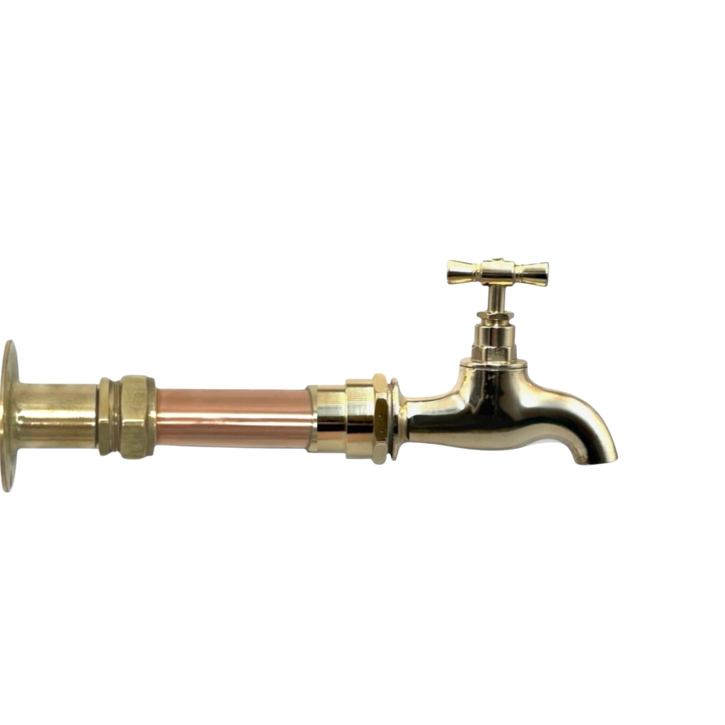Pair of Copper and Brass Wall Mounted Kitchen Taps or Bathroom Taps
