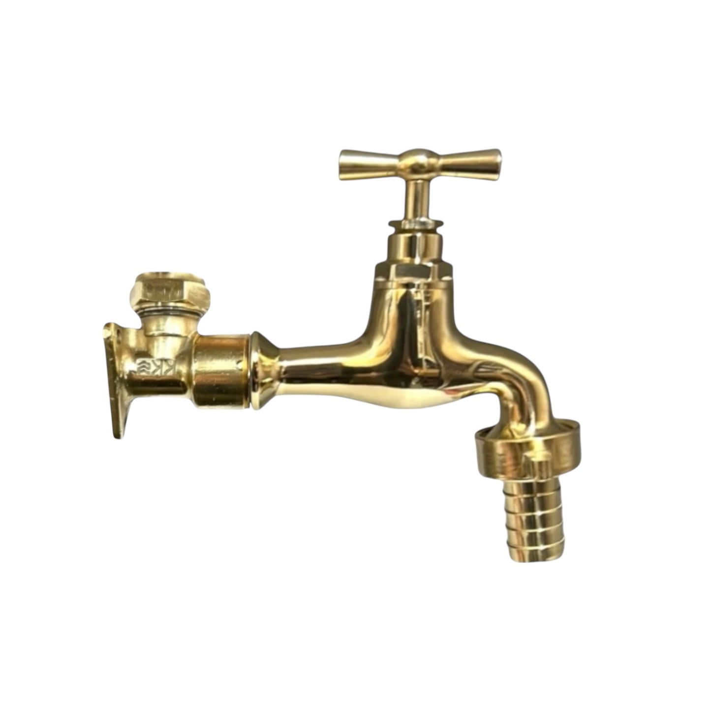 Brass faucet on a white background