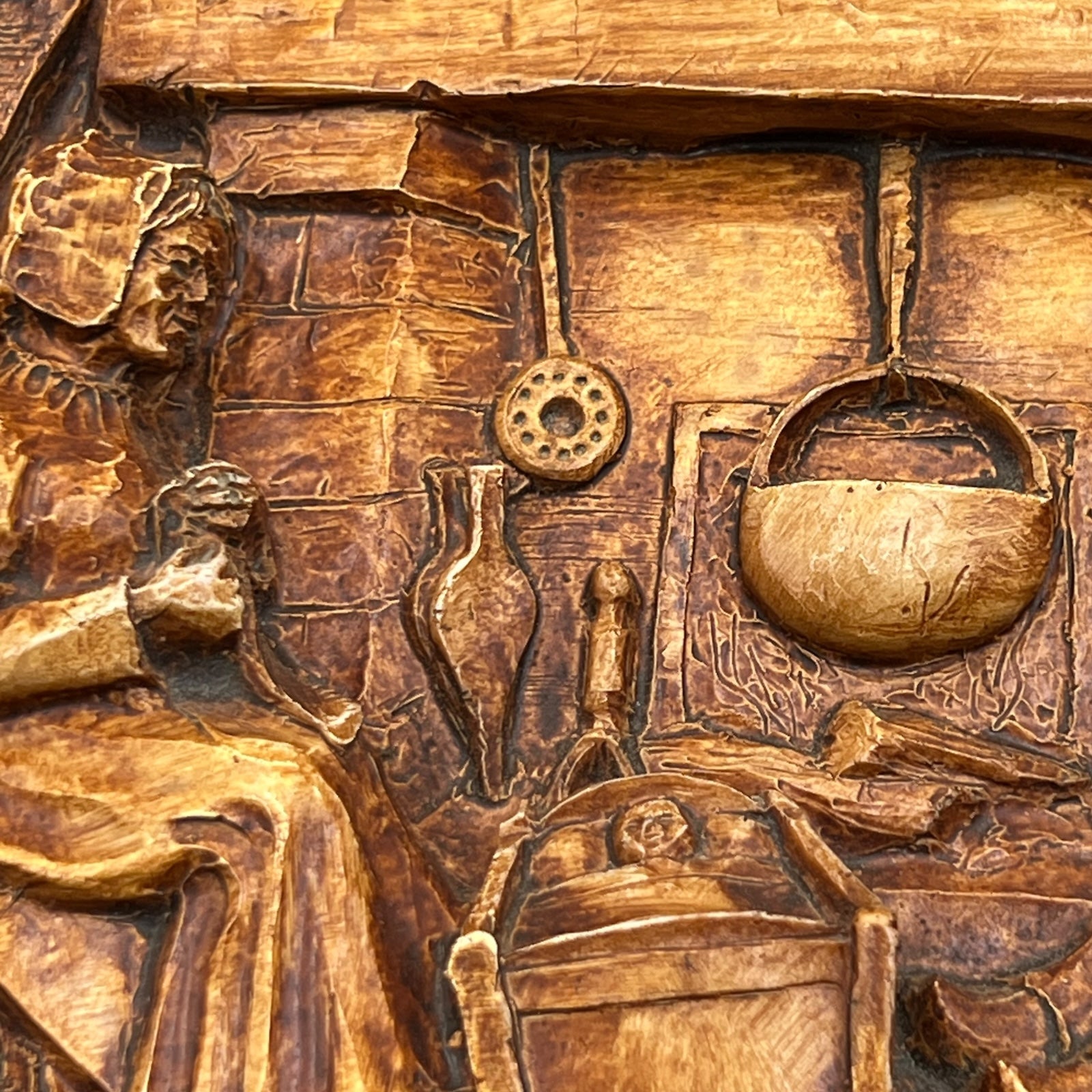Close up image of wooden plaque