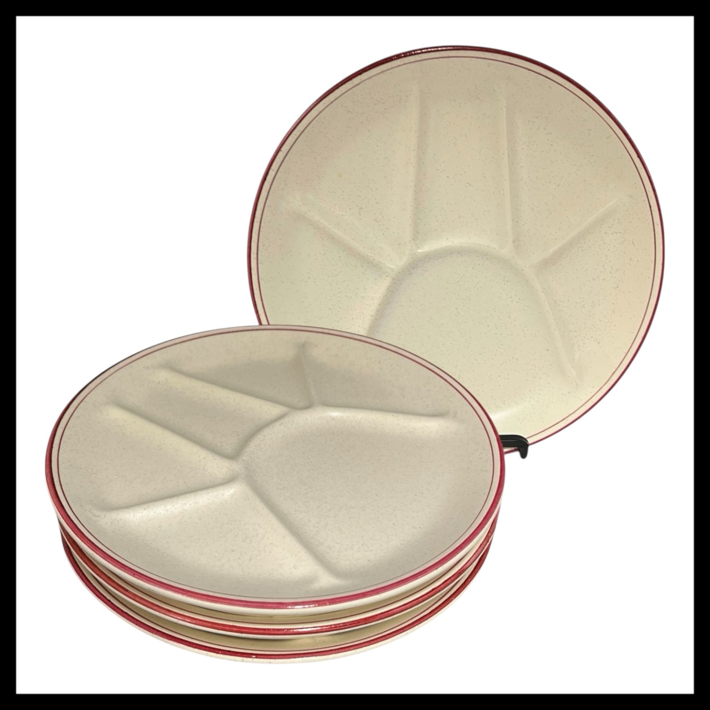 4 French Vintage Fondue Plates, Faience Pottery Buffet or Portion Plates