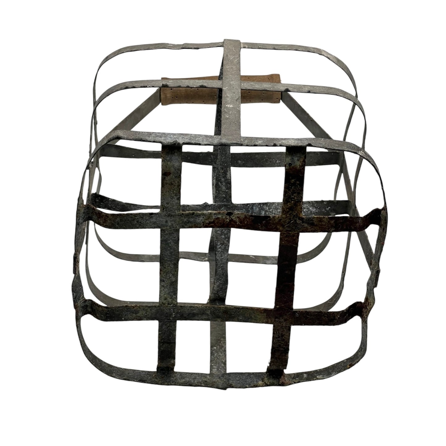 Vintage French Galvanized Metal Wine Milk Bottle Carrier, Holder 1950s/60s