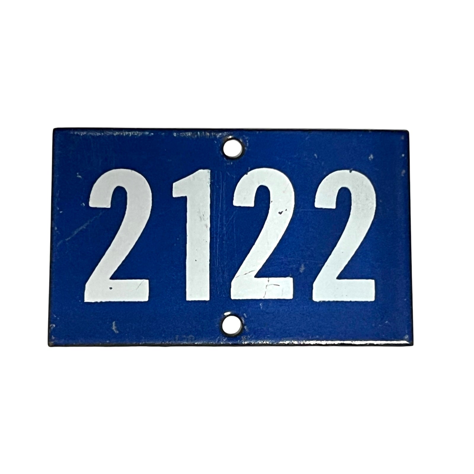 French blue and white enamel vintage door or gatepost numbers