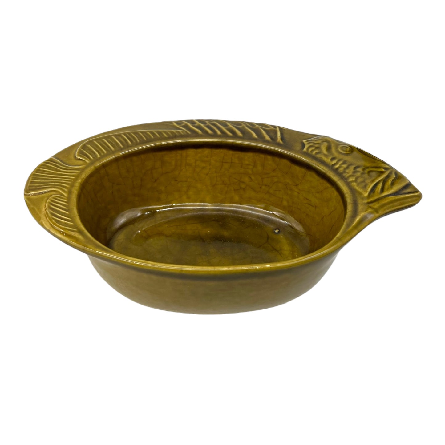 image French green ceramic fish shaped dish