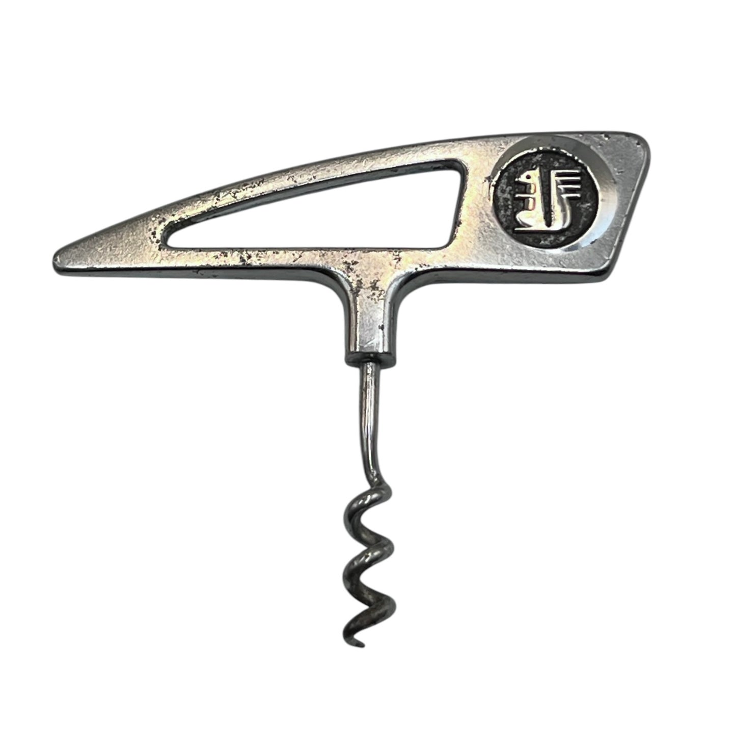 French Vintage Corkscrew with the Caisse d'Epargne Squirrel Logo 1970s, Chrome