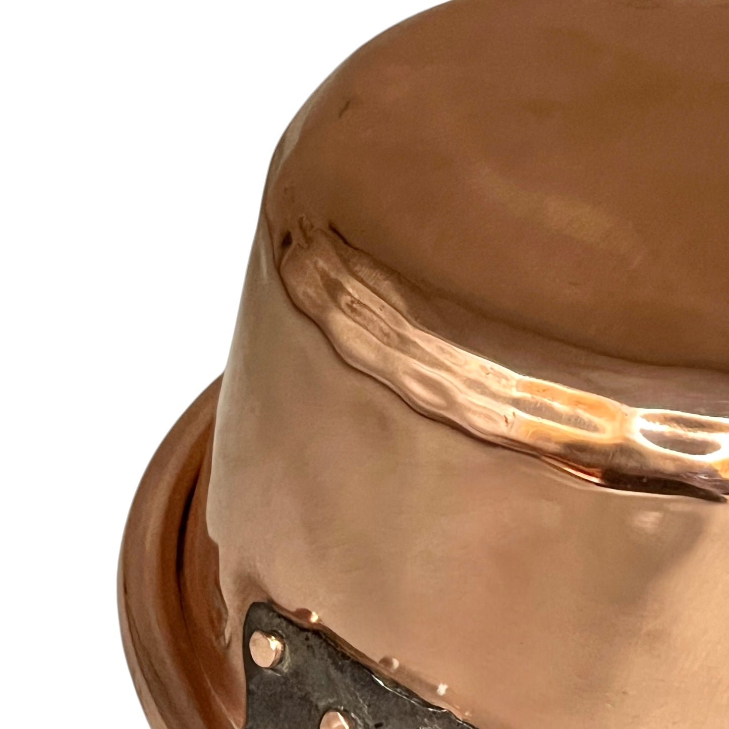 French Vintage Copper Hearth Pan Skillet close up detail view