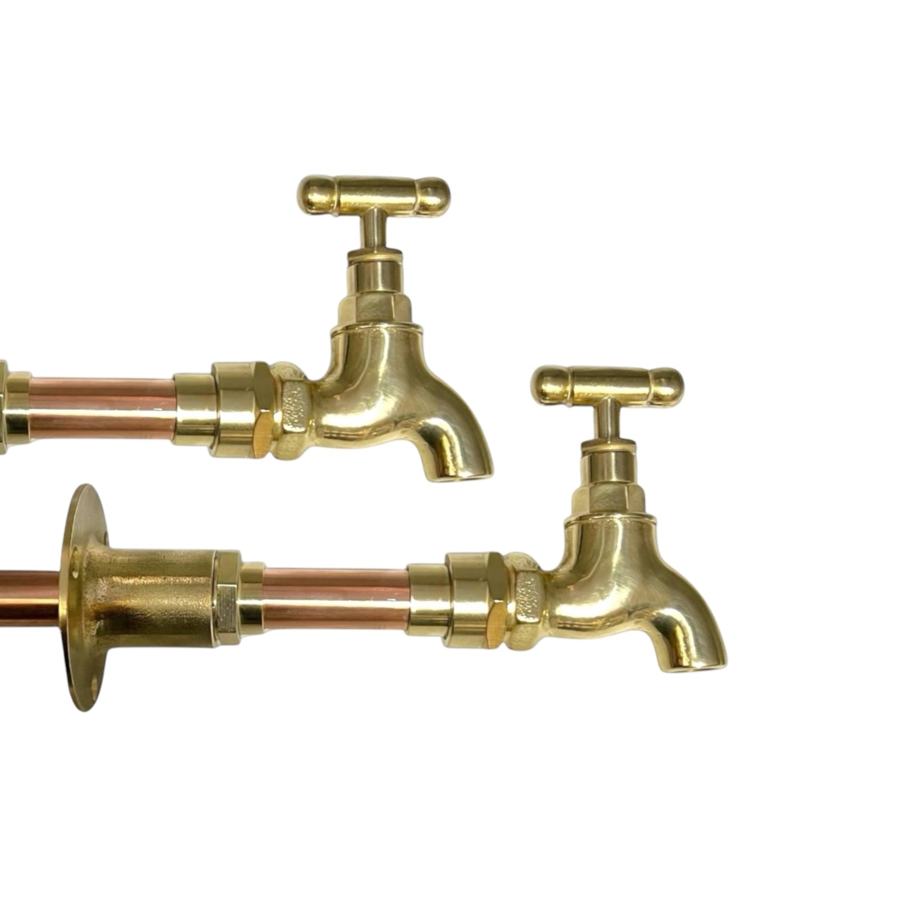 Vintage Style Copper and Brass Taps, Wall Mounted for Kitchen, Bathroom, Camper