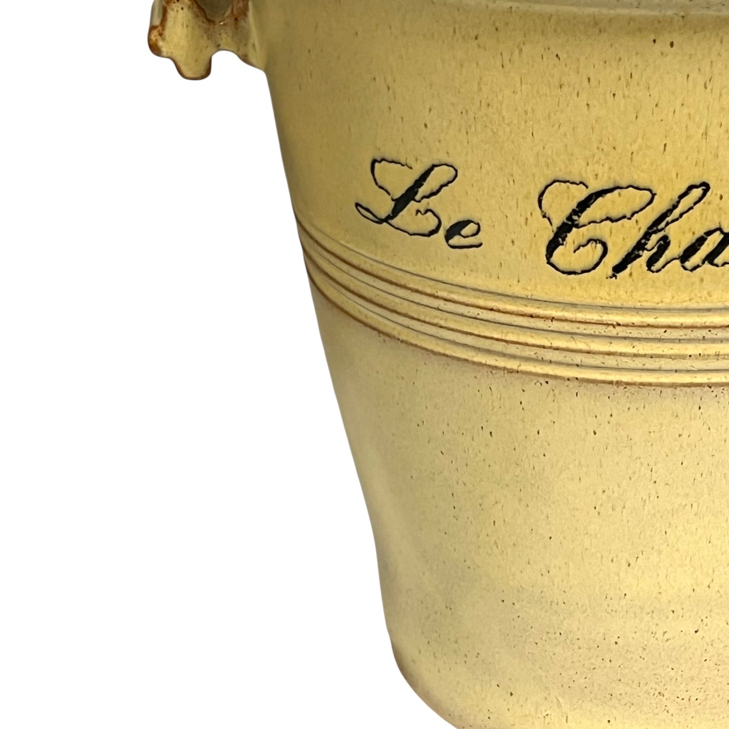 Close-up of an ice bucket on a white background