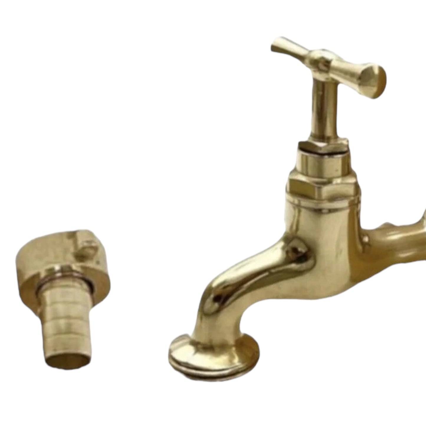 Pair of copper and brass wall mounted taps custom size made to measure