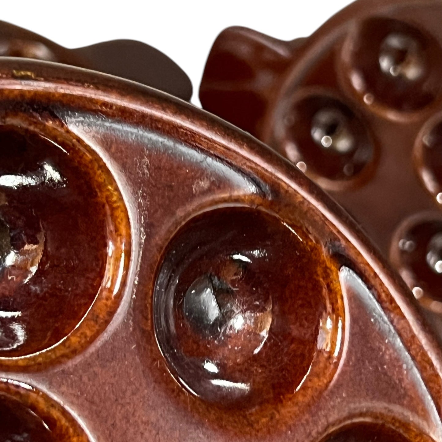 close up view French Rustic Ceramic Escargot Dishes, Vintage Snail Pots Plates