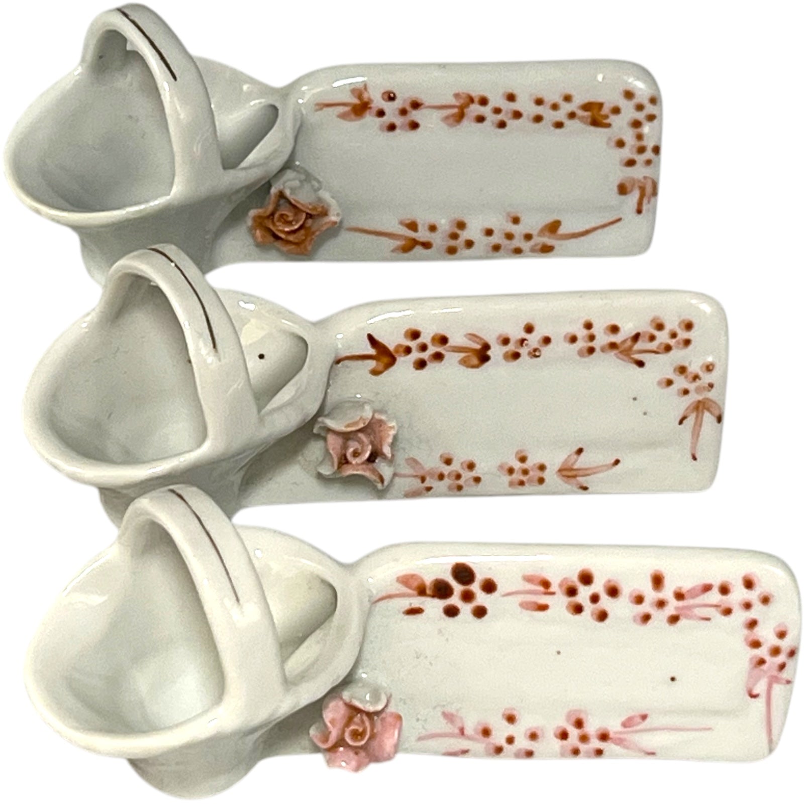 Porcelain Wedding Place Settings, white with pink flower decoration