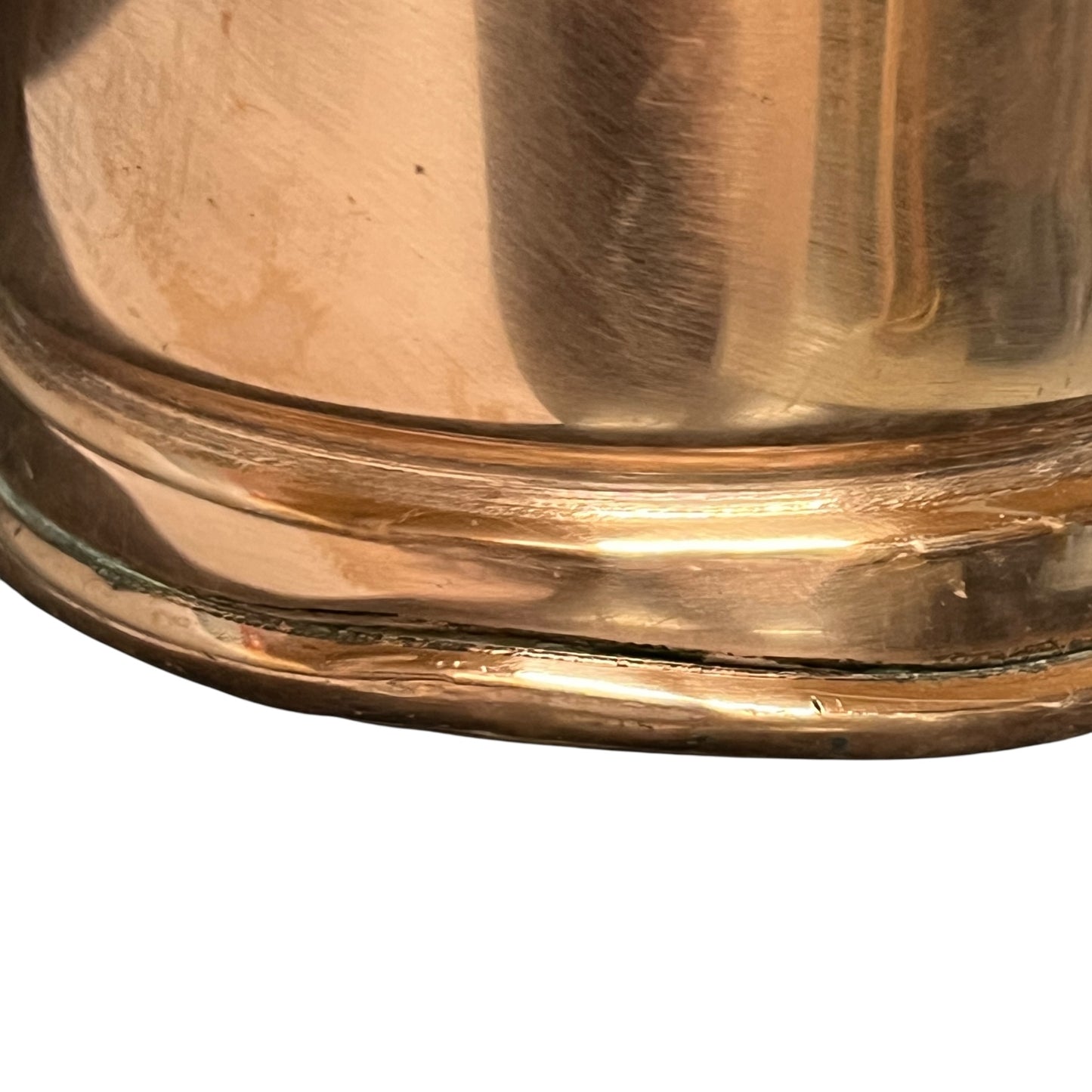 Close up of ucycled French copper garden sprayer lamp with Edison bulb & brass fittings.