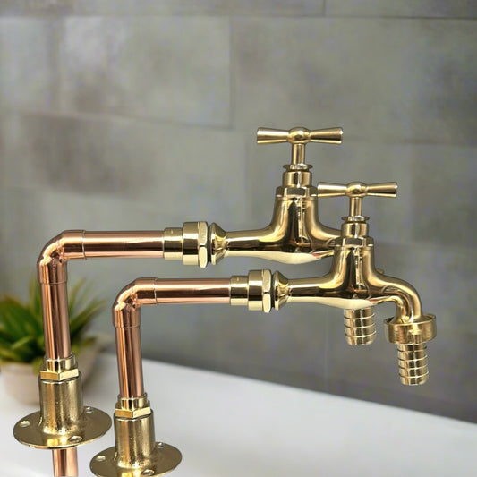 Traditional Brass and Copper Basin Taps, Copper Bathroom or Kitchen Taps