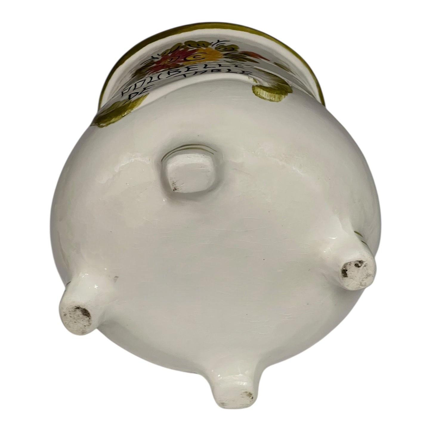 White ceramic pot with decorative lid on a white background