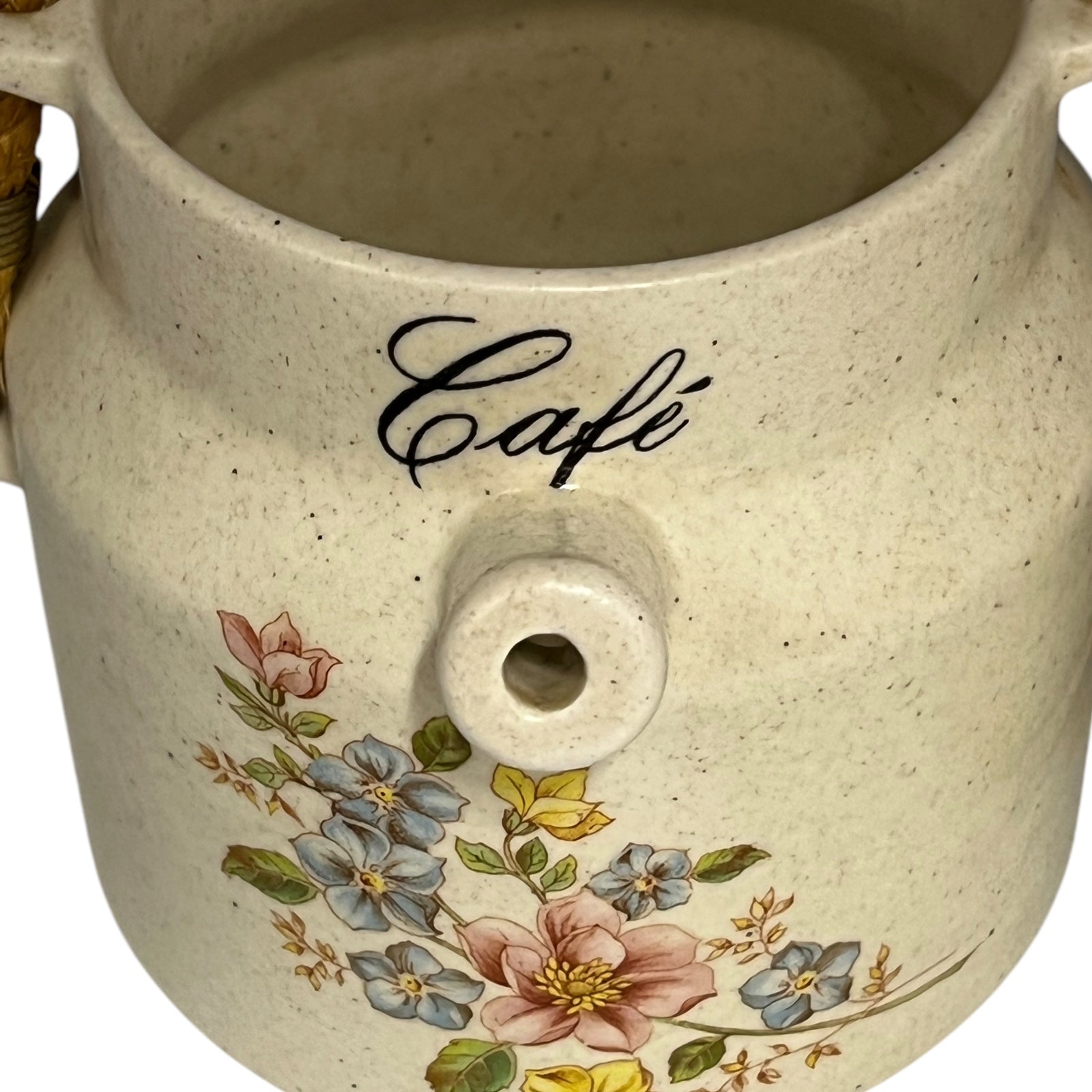 French Vintage Ceramic Coffee Pot and Milk Pot, 2 Piece Set for Cafe & Lait