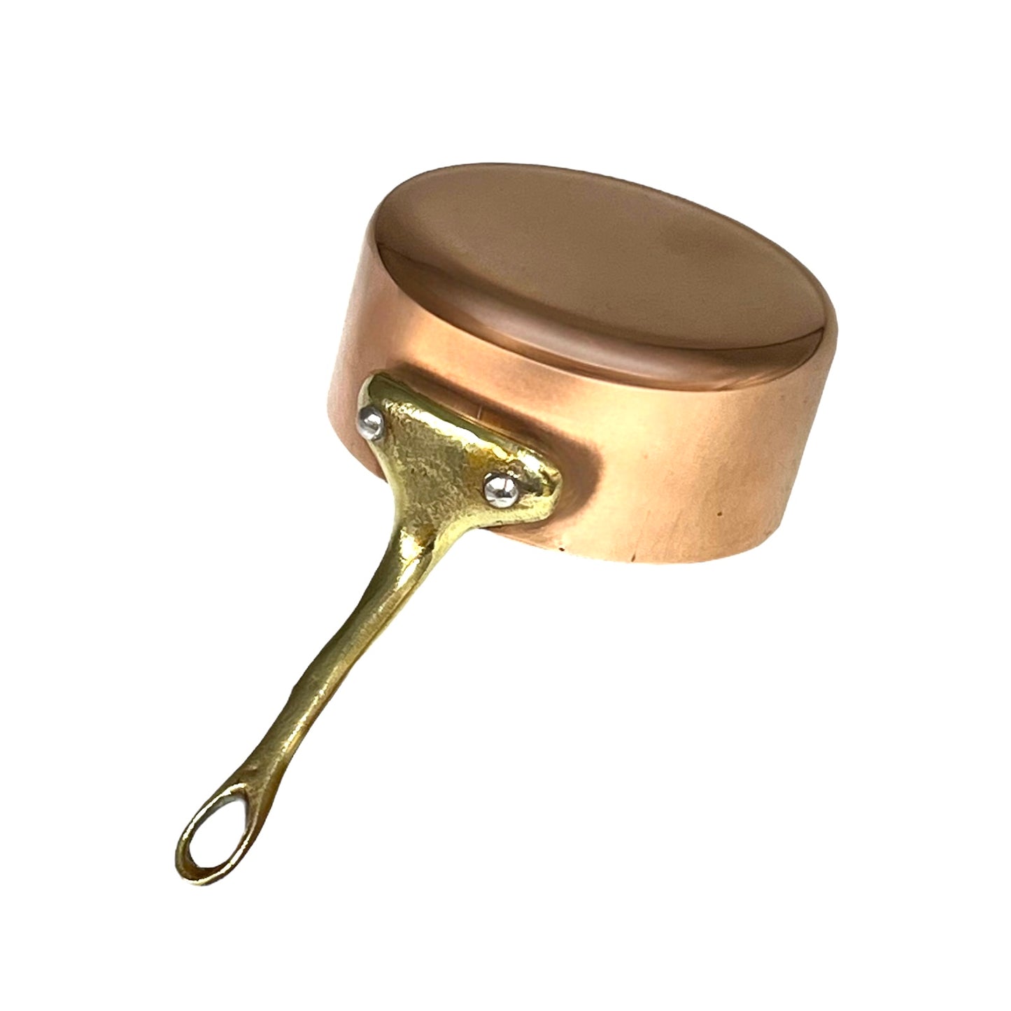 image of small copper pan with brass handle