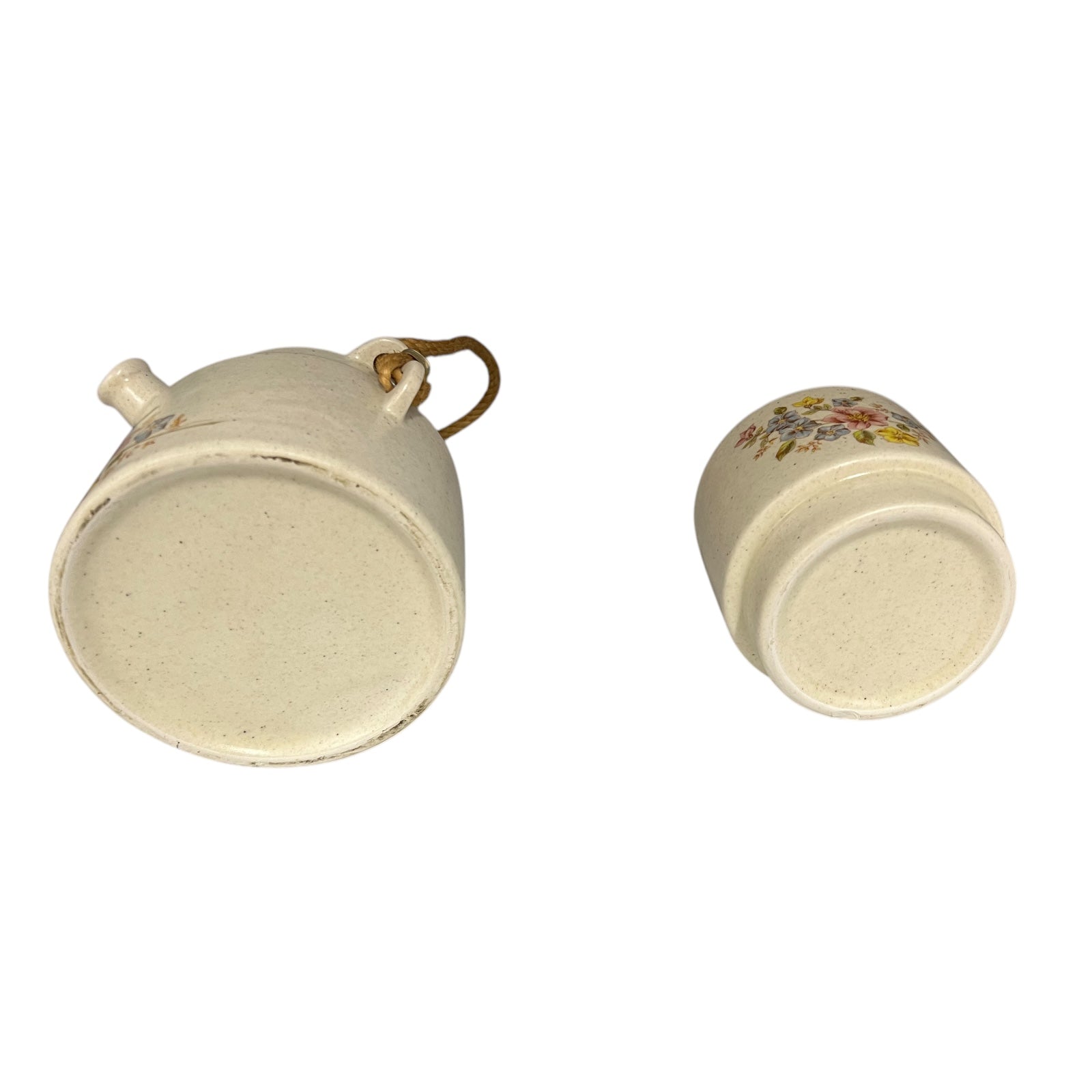 French Vintage Ceramic Coffee Pot and Milk Pot, 2 Piece Set for Cafe & Lait