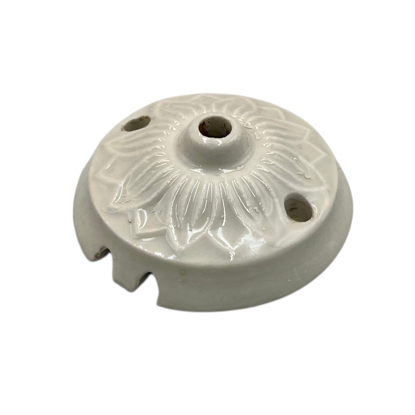 Vintage French Ceramic Ceiling Rose, Chandelier Ceiling Fitting Wire Cover